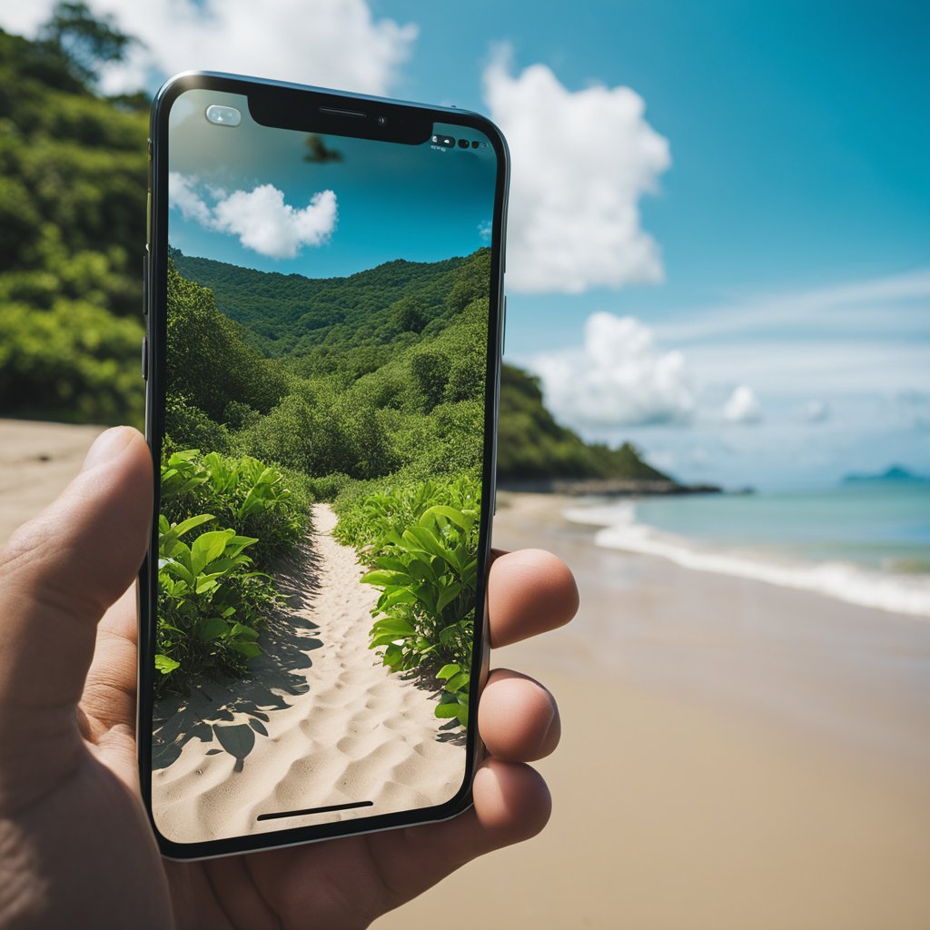 Costa Rica phone calls, Cell phone with beach in the background